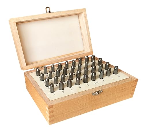 Letter and Number Stamp Set 36pcs 40Cr Alloy Steel Metal Stamp Number & Letter Punch Set in a Wooden case