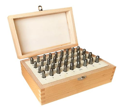 Letter and Number Stamp Set 36pcs 40Cr Alloy Steel Metal Stamp Number & Letter Punch Set in a Wooden case