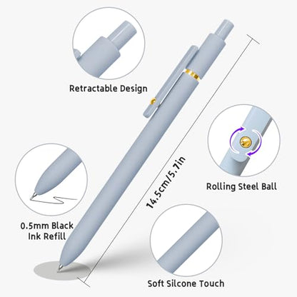 12 Pcs Gel Pens 0.5mm Quick Dry Black Ink Pens Fine Point Smooth Writing Pens (12 Count)