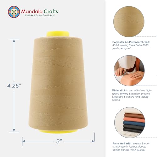 40S 2 Khaki Polyester 4 Pack of Serger Threads Cones