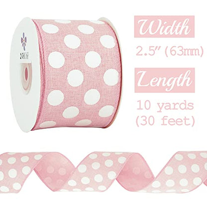 Pink Polka Dot Ribbon (30 Foot)
