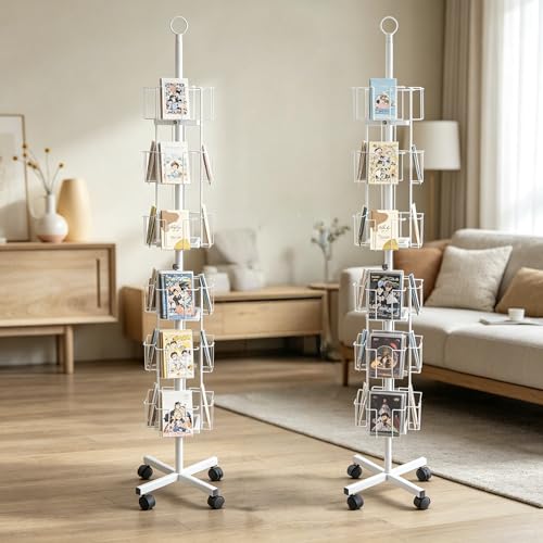 2Pcs 24 Pockets Rolling Postcard Card CD Rack Brochures Display Stand (2 Count)