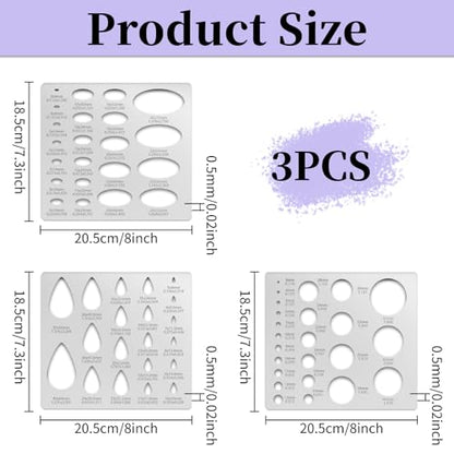 3PCS Metal Stencils Ellipse Teardrop Circle Template for Drafting Round Stencil Jewelry Making Templates Art Oval Tool Metal Geometric Stencil for Office and DIY Bracelets Earrings (3 Count)