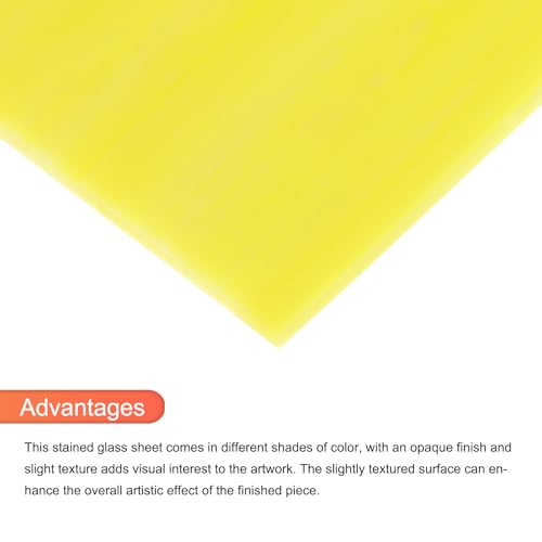 2 Pcs Stained Glass Sheet Mosaic Tile 7.9 Inch x 5.9 Inch Yellow Stained Glass Sheets for Crafts DIY Art Project