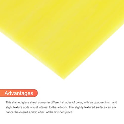 2 Pcs Stained Glass Sheet Mosaic Tile 7.9 Inch x 5.9 Inch Yellow Stained Glass Sheets for Crafts DIY Art Project