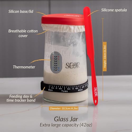 8Pcs Sourdough Starter Kit with Glass Fermentation Jar 42oz
