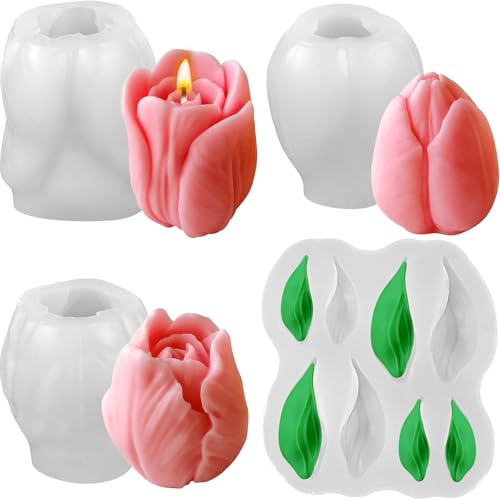 Tulip Candle Molds with Leaf Mold (4 Count)