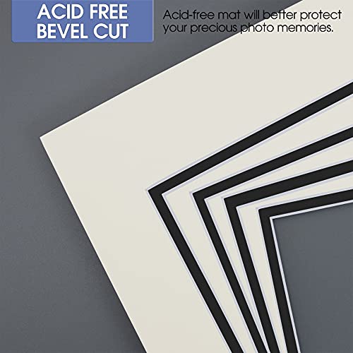 5 Pack Double mat 11x14 for 8x10 Photo Grey Over Black
