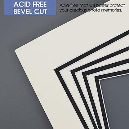 5 Pack Double mat 11x14 for 8x10 Photo Grey Over Black