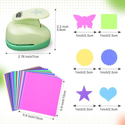 6 PCS Craft Hole Punch 1 Inch Paper Puncher Hole Punch Shapes Crafting