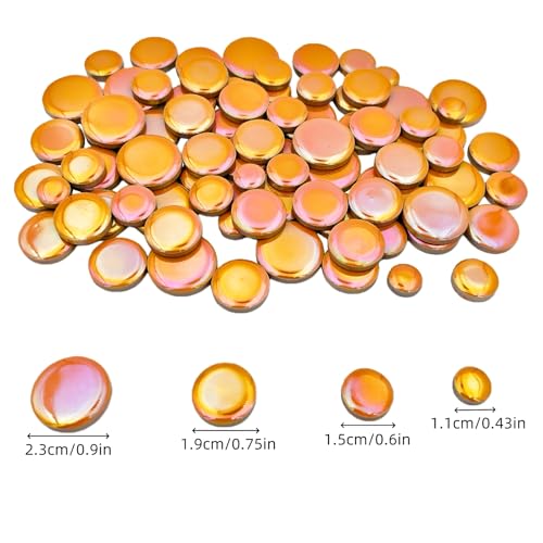 200g Iridescent Round Mosaic Tiles for Crafts Bulk (90 Count)