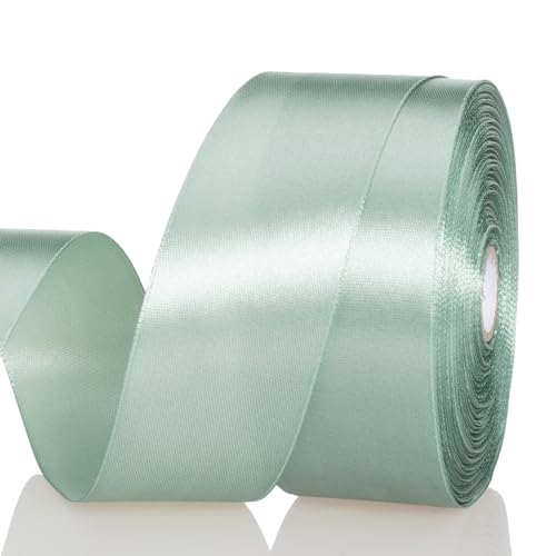 1 1 2 Inch Sage Green Solid Satin Ribbon for Gift Wrapping