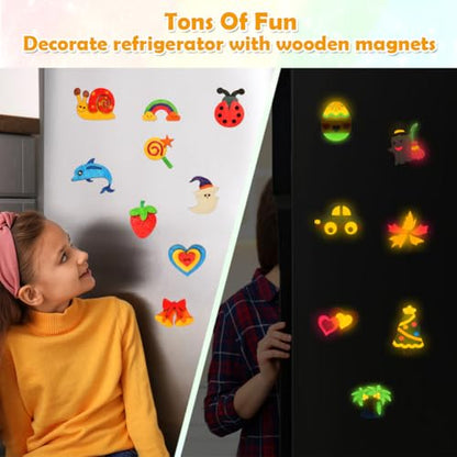 48 Pcs DIY Wooden Magnets