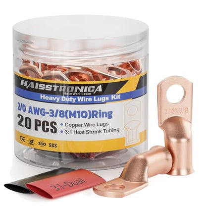 20PCS Battery Cable Lug & Heat Shrink Kit 2