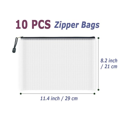 10 Pcs Zipper File Bags (10 Count)