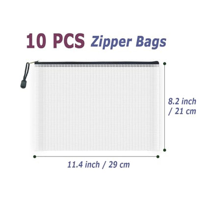 10 Pcs Zipper File Bags (10 Count)