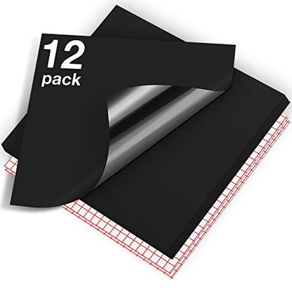 Matte Black Permanent Vinyl 12 Pack 12"x12" Compatible with Cricut