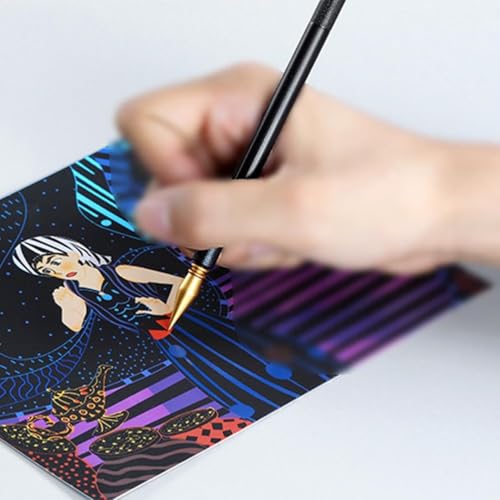 5 Pcs Sleek Shape Scratch Painting Pens Scraping Pen Paint for Kids Tools for Kids Paper Art Tool Multifunction Scraper Set