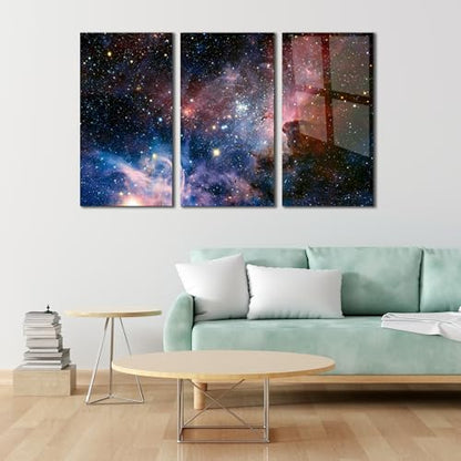 Stunning Nebula Tempered Glass Wall Art Painting for Living Room