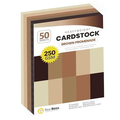 Brown Cardstock Paper 8.5x11 50 Sheets (50 Count)