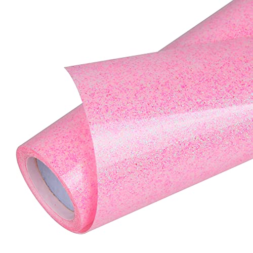 Pink Glitter HTV Heat Transfer Vinyl Roll 12 inch x 5 ft Iron on Vinyl for T Shirts Crafts