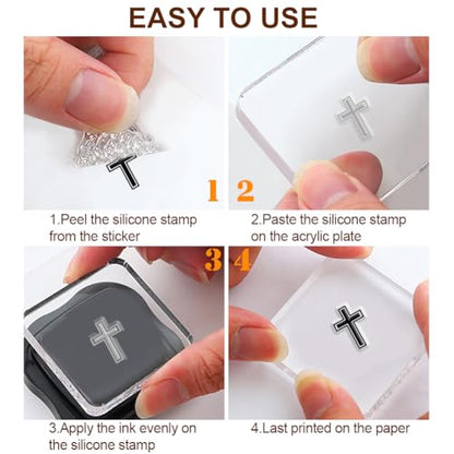 6Pcs Christian Bible Verse Clear Stamps for Card Making Easter Blessing 20 Craft Ink Pad 3 Acrylic Stamp Block Silicone Stamp with Greeting Words Rubber Stamps for Crafting DIY Scrapbooking (29 Count)