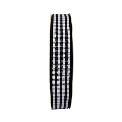Black and White Wovon Edge Gingham Ribbon 25 Yard Each Roll 100% Polyester (75 Foot)