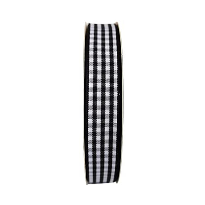 Black and White Wovon Edge Gingham Ribbon 25 Yard Each Roll 100% Polyester (75 Foot)