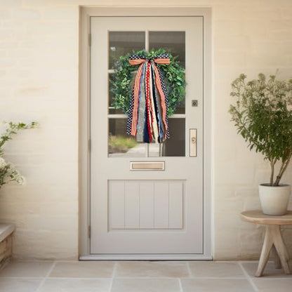 Large Patriotic Star Ribbons Bow for Wreath