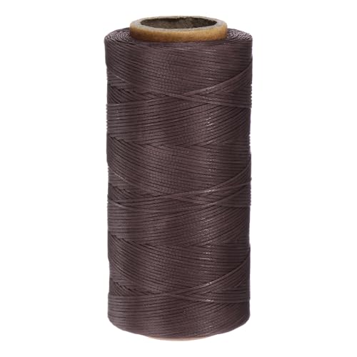 150D 0.8mm Flat Waxed Thread 284 Yards Polyester Leather Sewing Waxed String Hand Stitching Waxed Cord for Leather Stitching Sewing Bookbinding DIY Craft Rosewood Color