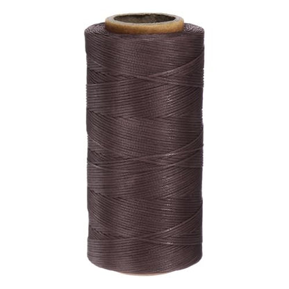 150D 0.8mm Flat Waxed Thread 284 Yards Polyester Leather Sewing Waxed String Hand Stitching Waxed Cord for Leather Stitching Sewing Bookbinding DIY Craft Rosewood Color