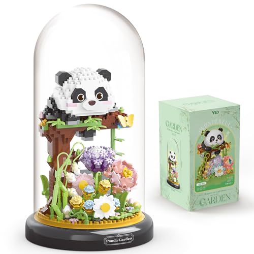 Panda Flower Building Set for Adult Plant Friend Set Bonsai Tree Party Favors for Kids Animal Building Blocks Valentines New Year Easter Birthday Gift for Boys Girls Age 6 (999 Count)