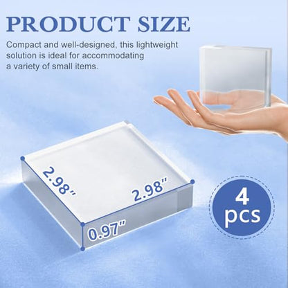 4 Pcs 3 X 3 X 1 Inch Acrylic Blocks (4 Count)
