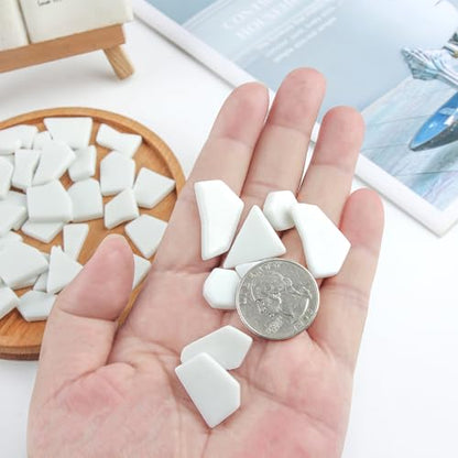 White Mosaic Tiles for Crafts Bulk (7.05 Ounce)