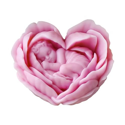 Heart Rose Flower Succulent Candle Mold