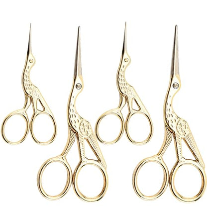 4PCS Vintage Stork Shape Sewing Scissors Stainless Steel Scissors (2 Count)