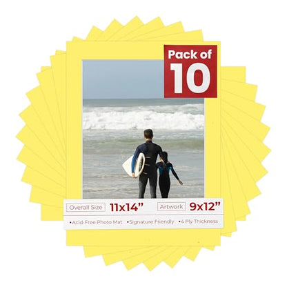 Pack of Ten Acid Free 11x14 Mats Bevel Cut for 9x12 Photos (10 Count)