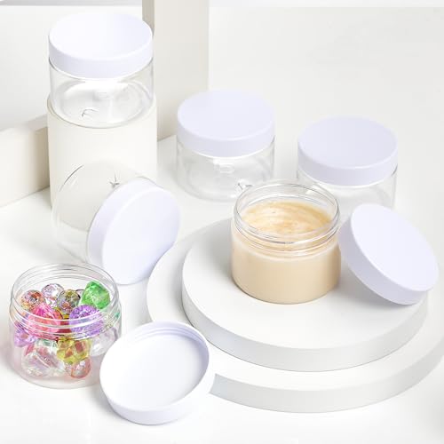 12 Pack Plastic Container Jars with Lids Round Clear Travel Cosmetic Container Jars for Toiletries (12 Count)