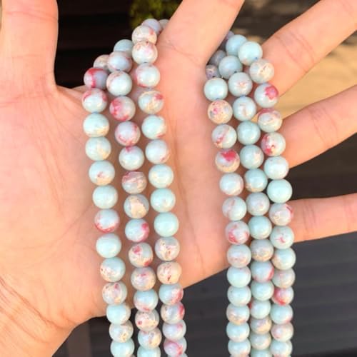 60pcs Adabele Natural Aquamarine Blue Impression Aqua Terra Jasper Gemstone 6mm Round Beads