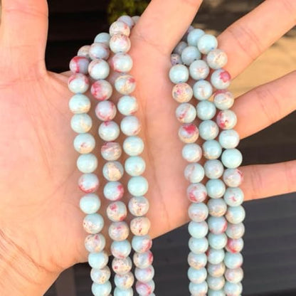 60pcs Adabele Natural Aquamarine Blue Impression Aqua Terra Jasper Gemstone 6mm Round Beads