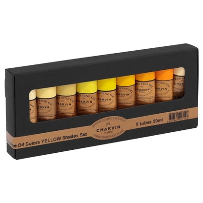 Extra Fine Professional Artist Oil Paint Set of 9 Shades of Yellow (9 Count)