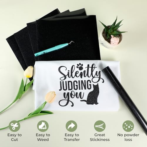 Black Glitter HTV Heat Transfer Vinyl (11 Count)