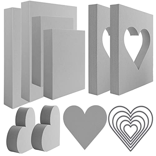15 Pcs Large Stamping Foam Grey Moldable Heart Foam Stamps Plastic Dry Foam Stamp Pad Cut and Dry Foam Stamping Foam Block for Sculpture