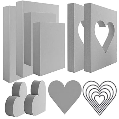 15 Pcs Large Stamping Foam Grey Moldable Heart Foam Stamps Plastic Dry Foam Stamp Pad Cut and Dry Foam Stamping Foam Block for Sculpture