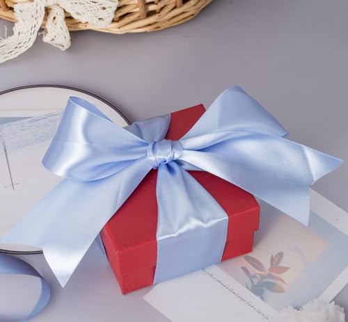 2 Inch Sky Blue Solid Satin Ribbon for Gift Wrapping