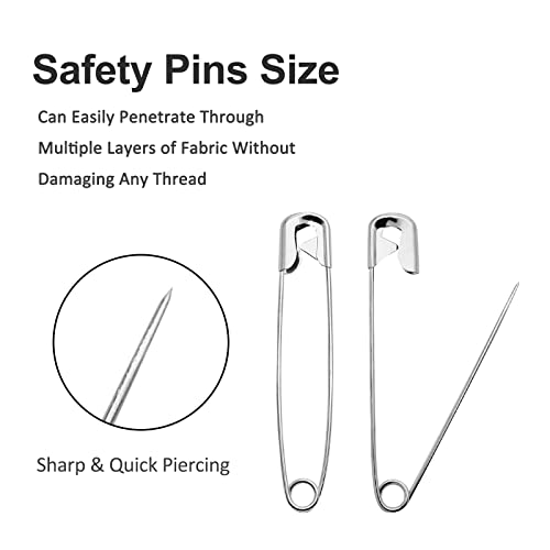 200 PCS 32mm Safety Pins Nickel Plated (200 Count)