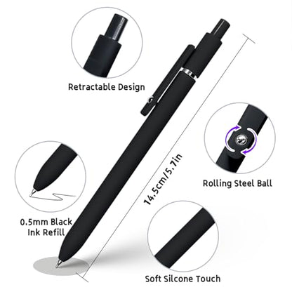 6 Pcs Gel Pens 0.5mm Quick Dry Black Ink Pens Fine Point Smooth Writing Pen (6 Count)