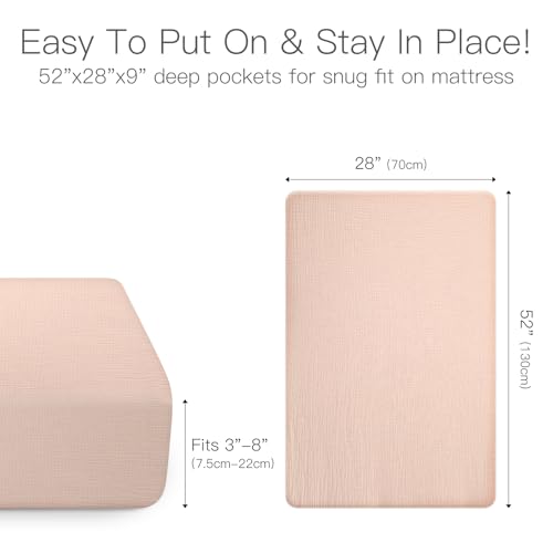 Organic Baby Crib Sheets 52x28 Inches 2 Pack 100% Muslin Cotton Soft Fitted Crib Mattress Sheet for Baby Girls (2 Count)