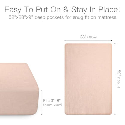 Organic Baby Crib Sheets 52x28 Inches 2 Pack 100% Muslin Cotton Soft Fitted Crib Mattress Sheet for Baby Girls (2 Count)