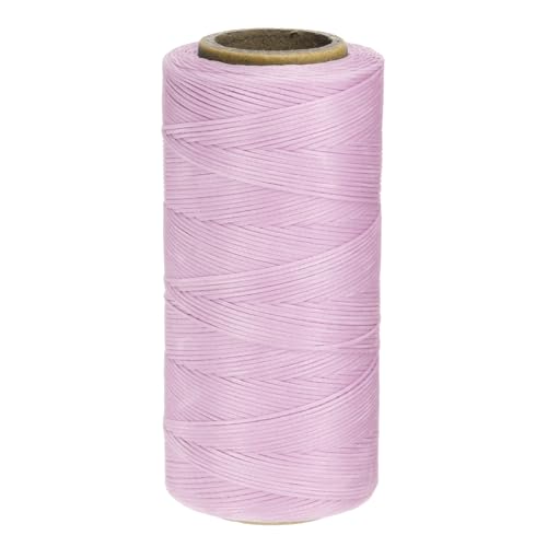 150D 0.8mm Flat Waxed Thread 284 Yards Polyester Leather Sewing Waxed String Hand Stitching Waxed Cord for Leather Stitching Sewing Bookbinding DIY Craft Purple Brown